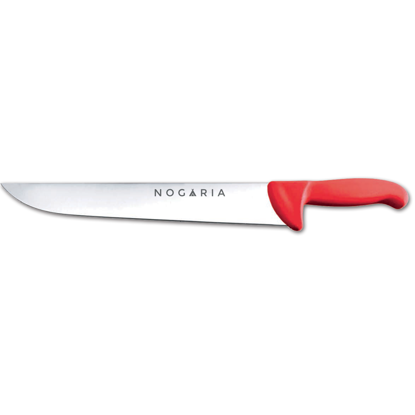 Cuchillo Carnicero 35cm Nogaria Inyectado Rojo – Acero Mova, Mango Ergonómico – Profesional y Duradero