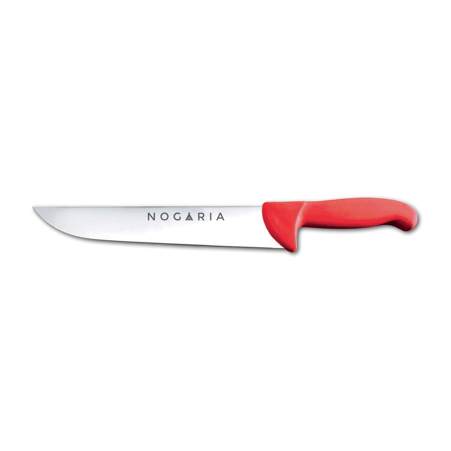 Cuchillo Carnicero 30cm Nogaria Inyectado Rojo – Acero Mova, Mango Ergonómico – Profesional y Duradero