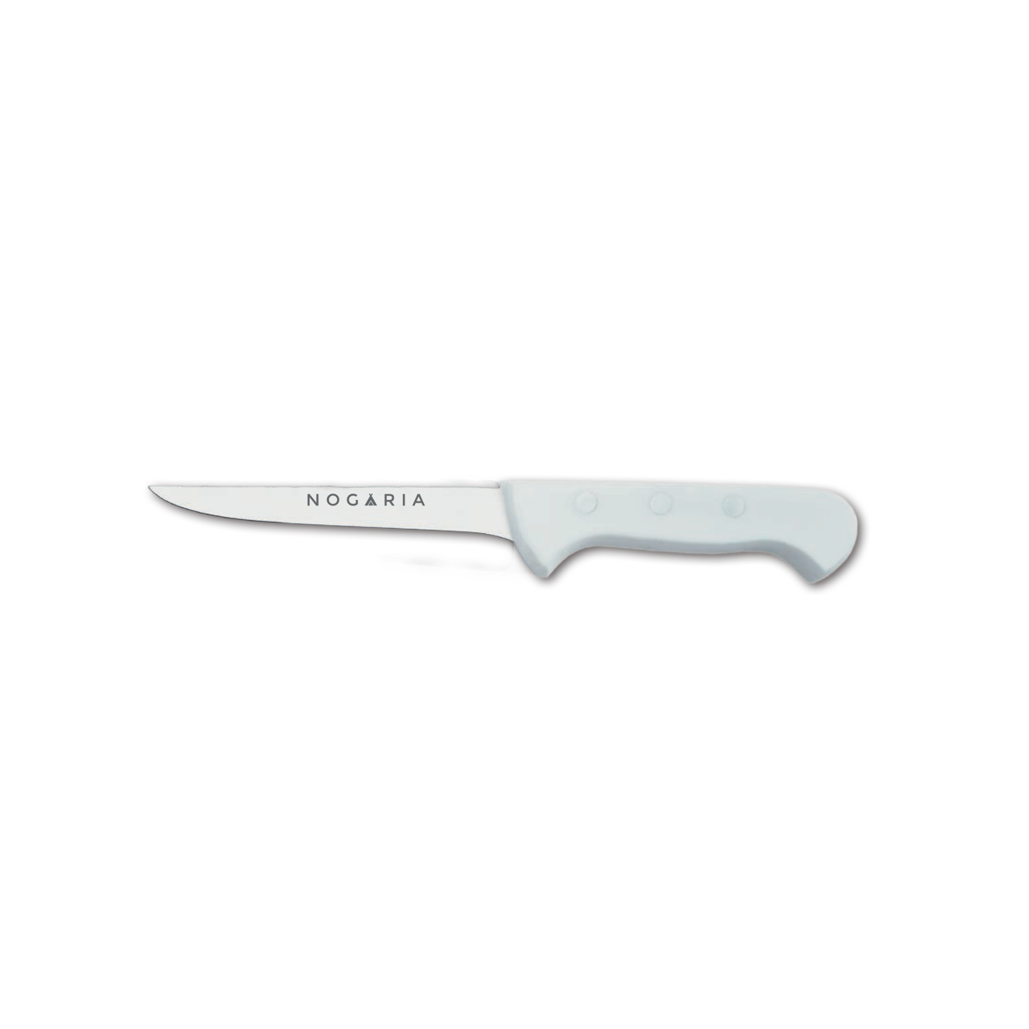Cuchillo Deshuesador Nogaria 15 cm – Acero Mova, Mango POM Blanco con 3 Remaches – Profesional y Preciso