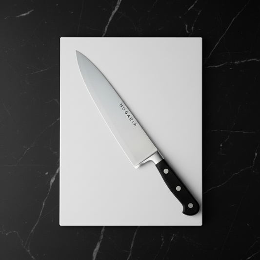 Pack Profesional NOGARIA – Cuchillo Chef Forjado 20 cm + Tabla de Polietileno 400x300x20 mm