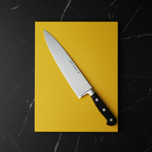 Pack Profesional NOGARIA – Cuchillo Chef Forjado 20 cm + Tabla de Polietileno 400x300x20 mm