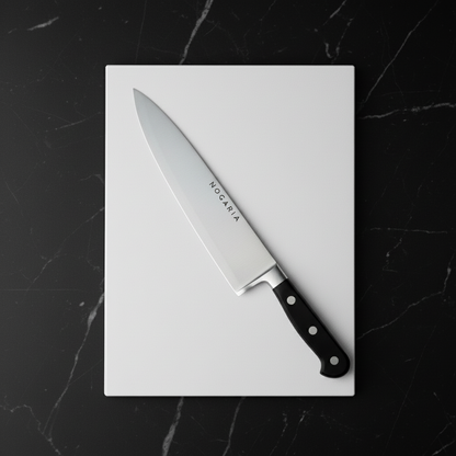 Pack Profesional NOGARIA – Cuchillo Chef Forjado 20 cm + Tabla de Polietileno 400x300x20 mm