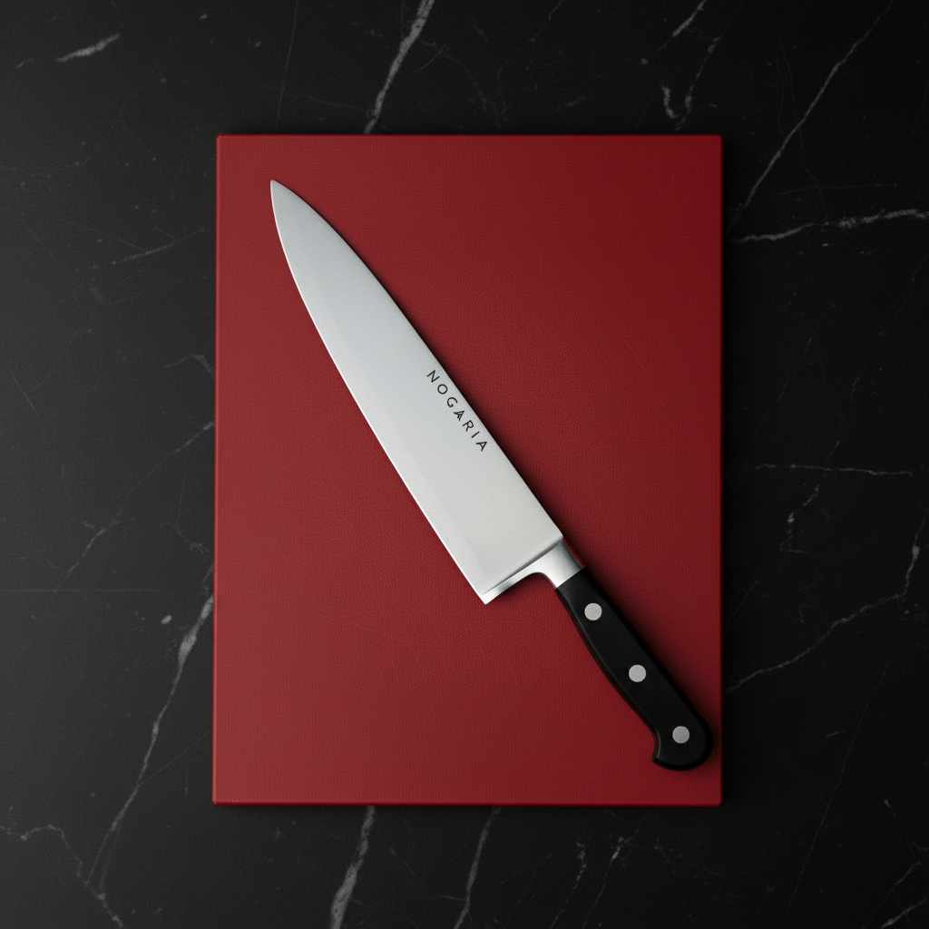 Pack Profesional NOGARIA – Cuchillo Chef Forjado 20 cm + Tabla de Polietileno 400x300x20 mm