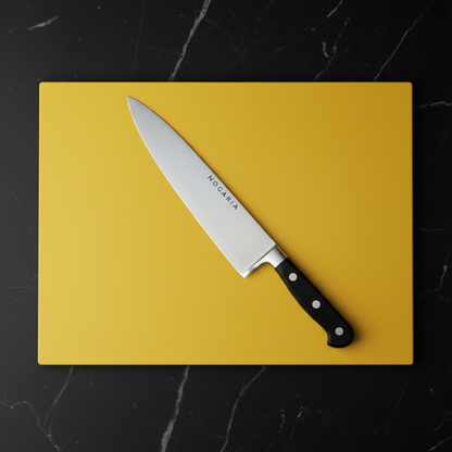 Pack Profesional NOGARIA – Cuchillo Chef Forjado 20 cm + Tabla de Polietileno 530x325x20 mm