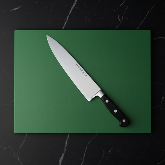 Pack Profesional NOGARIA – Cuchillo Chef Forjado 20 cm + Tabla de Polietileno 530x325x20 mm