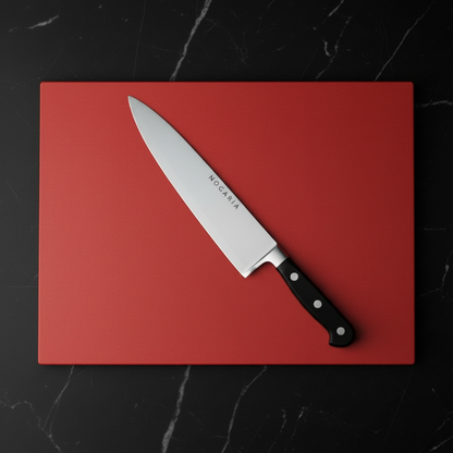 Pack Profesional NOGARIA – Cuchillo Chef Forjado 20 cm + Tabla de Polietileno 530x325x20 mm