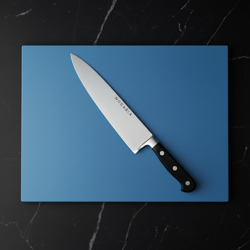 Pack Profesional NOGARIA – Cuchillo Chef Forjado 20 cm + Tabla de Polietileno 530x325x20 mm