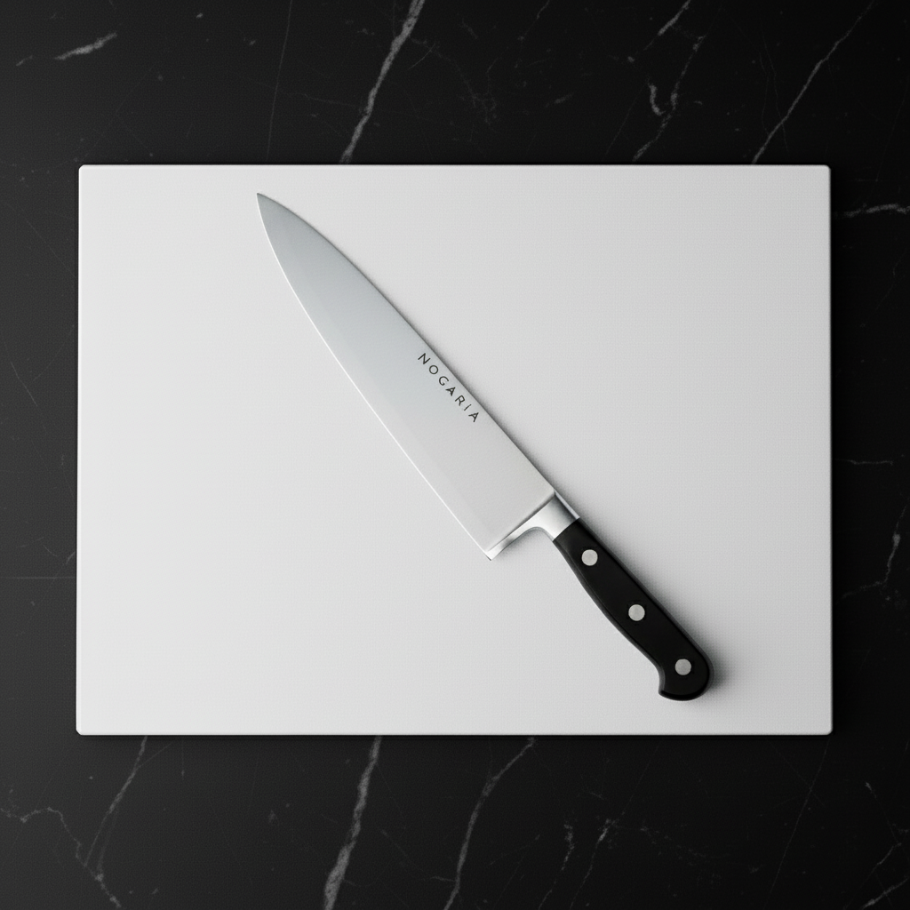Pack Profesional NOGARIA – Cuchillo Chef Forjado 20 cm + Tabla de Polietileno 530x325x20 mm