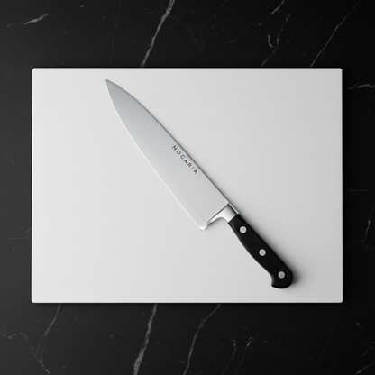 Pack Profesional NOGARIA – Cuchillo Chef Forjado 20 cm + Tabla de Polietileno 530x325x20 mm