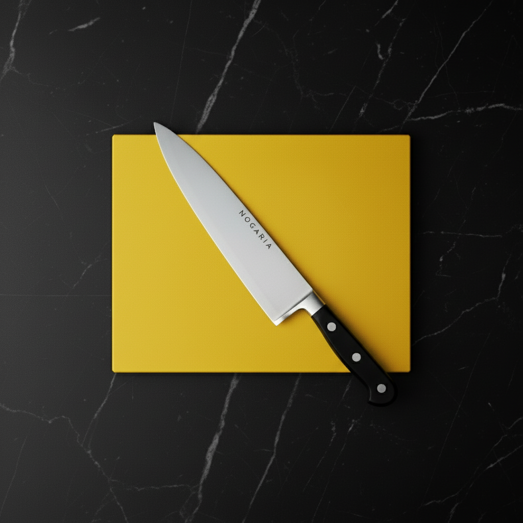 Pack Hogar NOGARIA – Cuchillo Chef Forjado 20 cm + Tabla de Polietileno 325x265X15mm