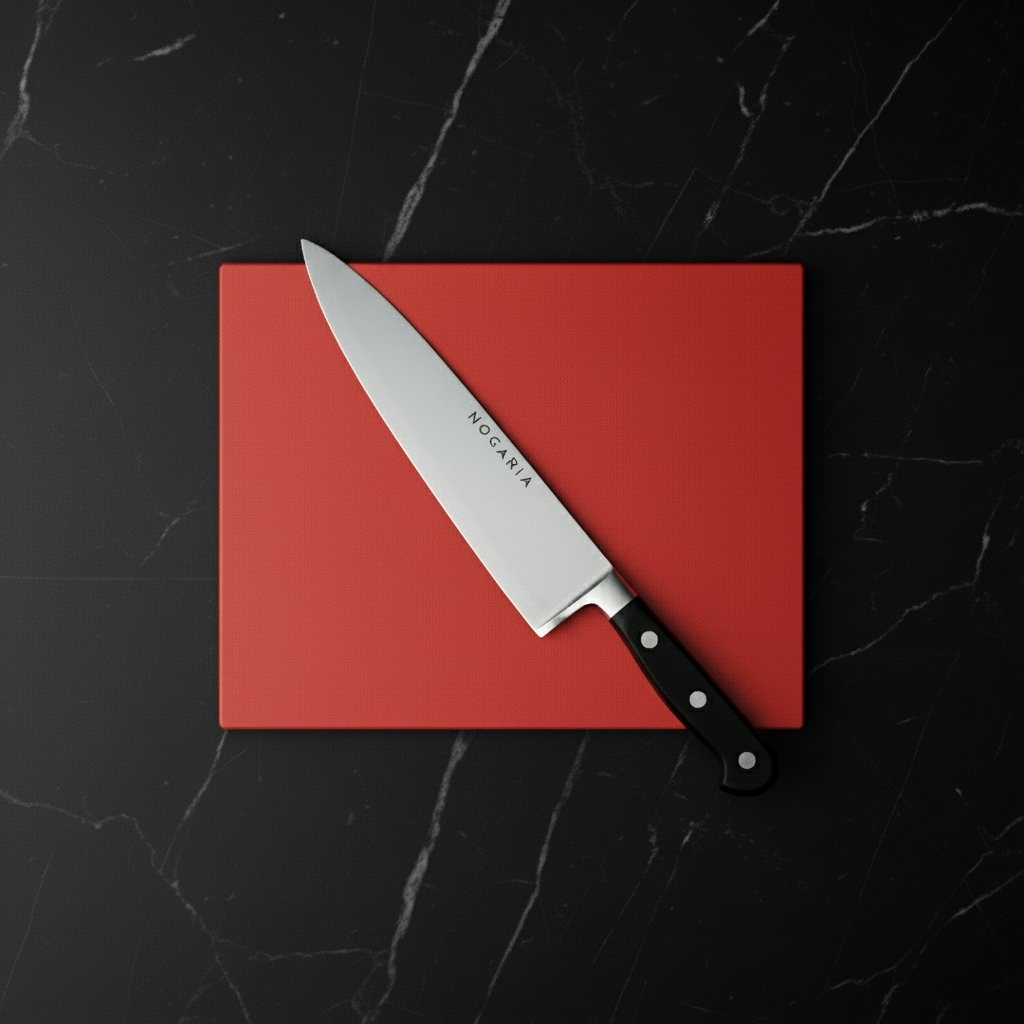 Pack Hogar NOGARIA – Cuchillo Chef Forjado 20 cm + Tabla de Polietileno 325x265X15mm