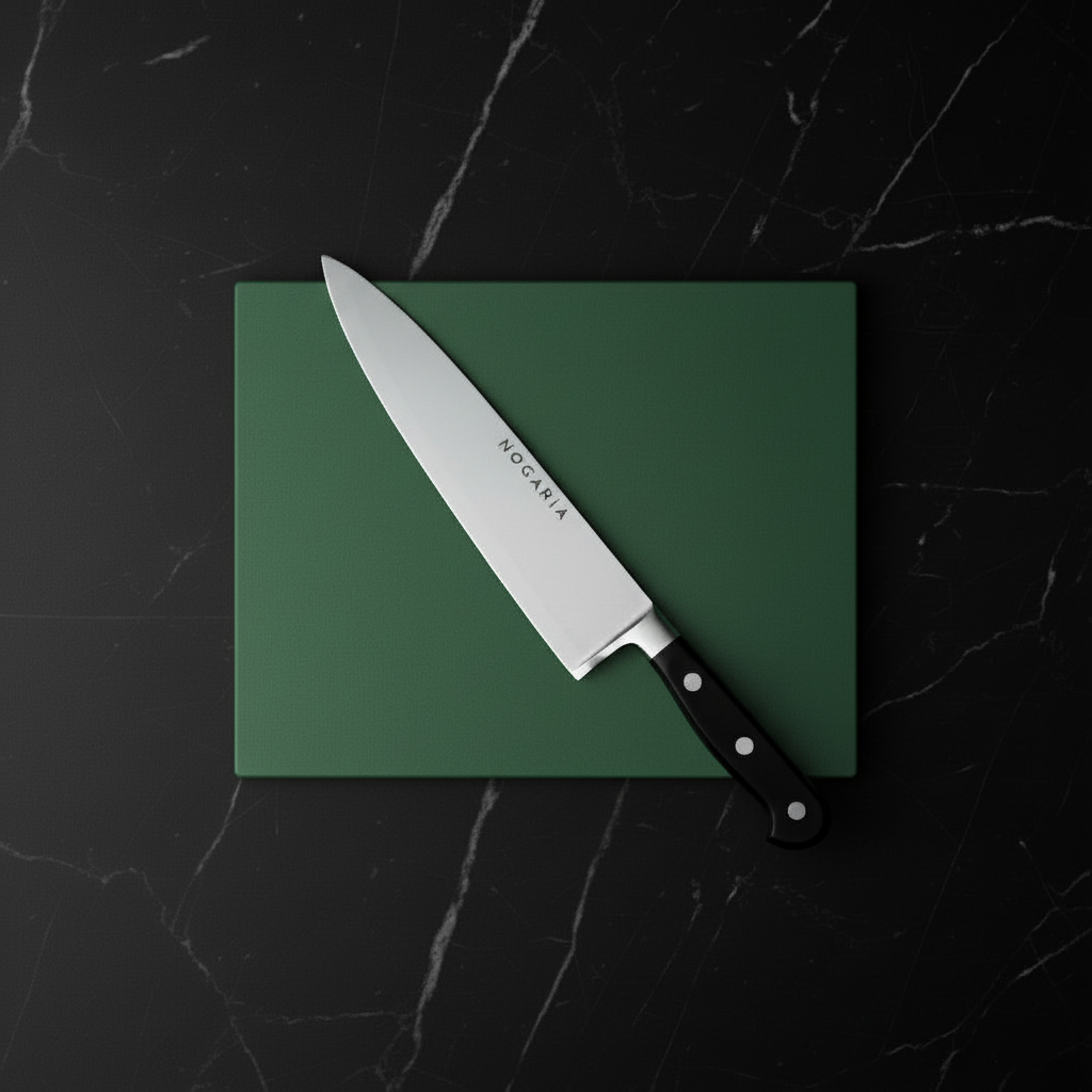 Pack Hogar NOGARIA – Cuchillo Chef Forjado 20 cm + Tabla de Polietileno 325x265X15mm