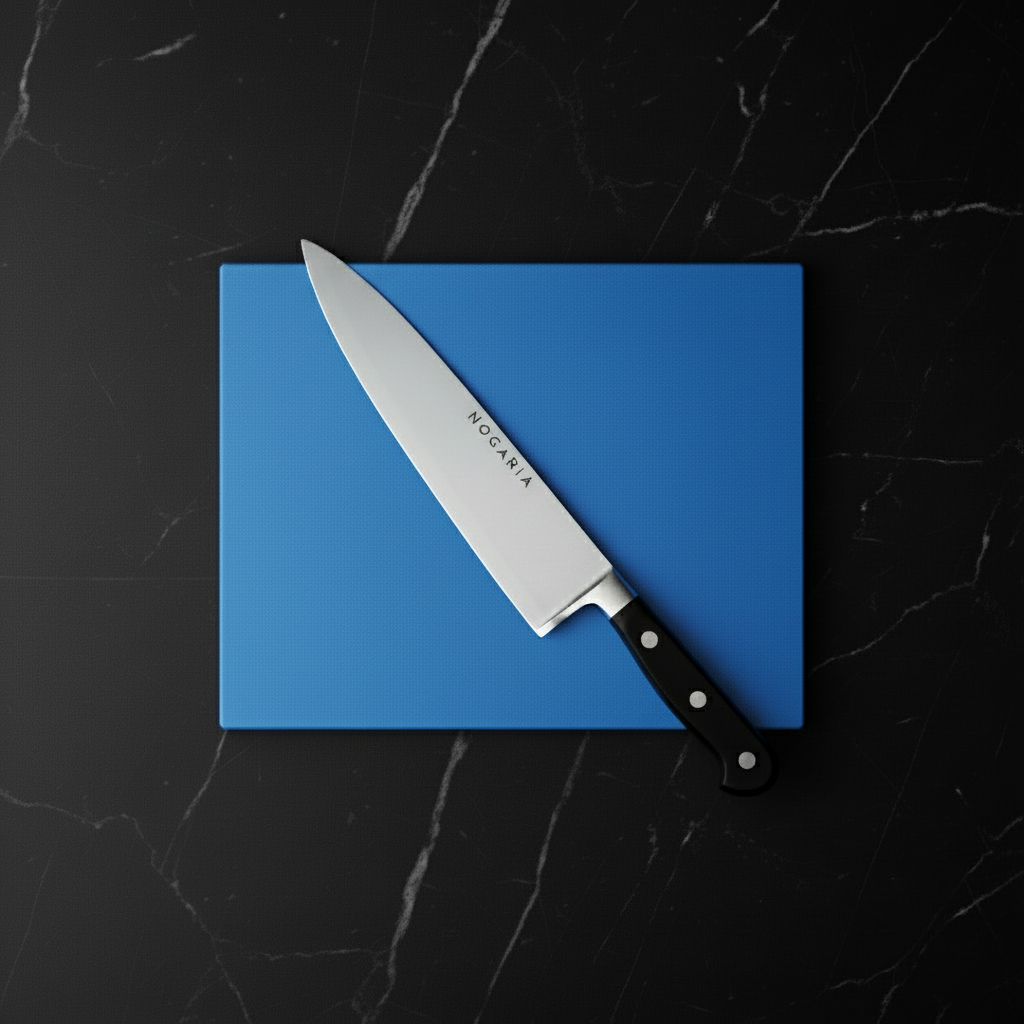 Pack Hogar NOGARIA – Cuchillo Chef Forjado 20 cm + Tabla de Polietileno 325x265X15mm